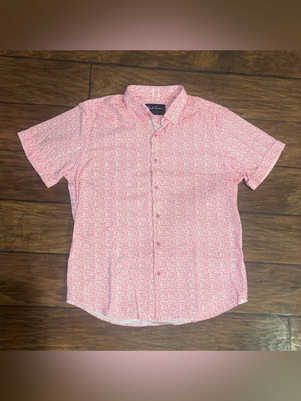 Robert Graham Modern Americana Pink Geometric Print Short Sleeve Shirt Sz: Large